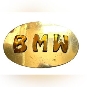 Vintage BMW 3” Nickel Silver Belt Buckle